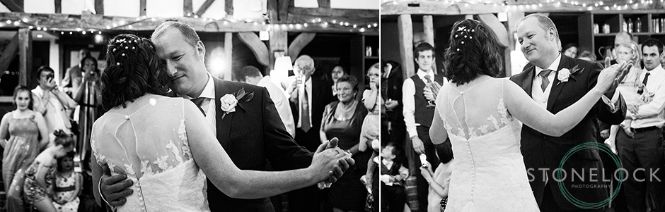 The bride and grooms first dance shot in black & white