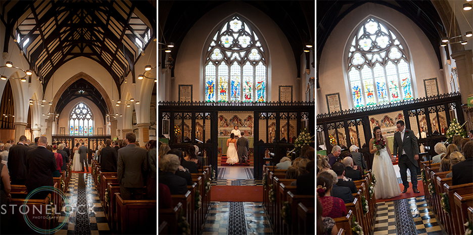 The wedding ceremony at St Mary's Church in Ewell village