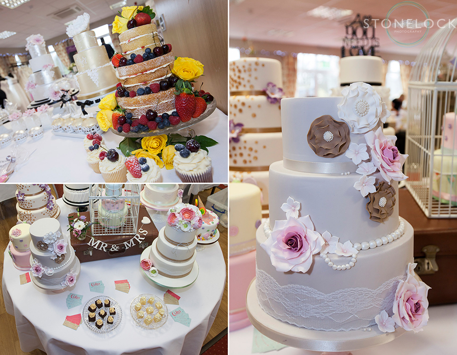 Cakes photographed by Stonelock Photography at Oaks Wedding Fair in Carshalton with Events by Inspire