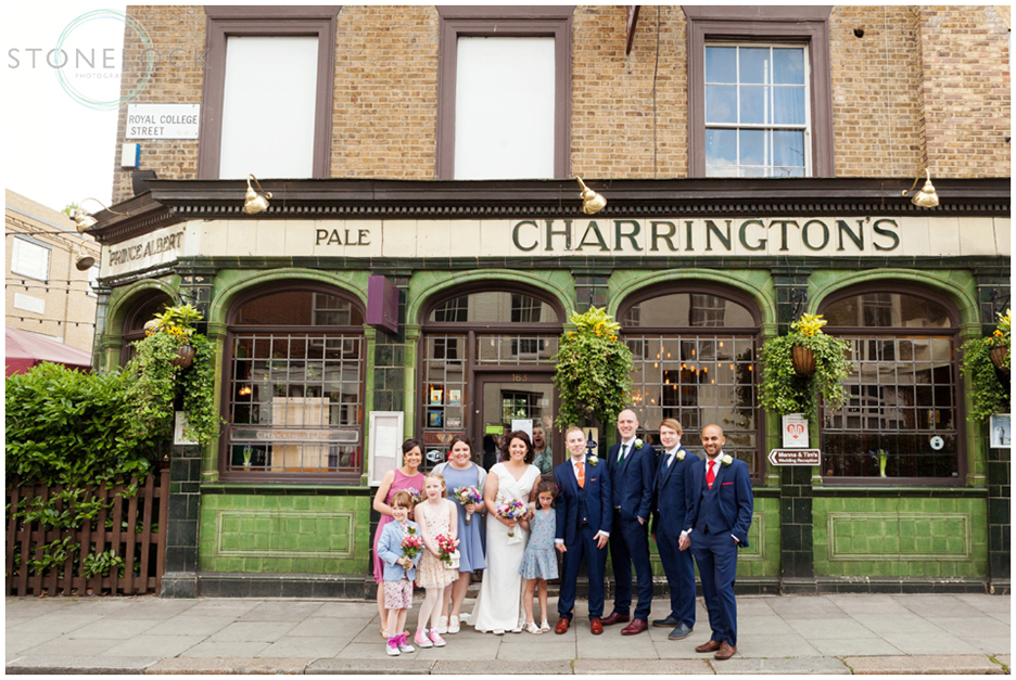 Wedding party at the Prince Albert Pub in North London