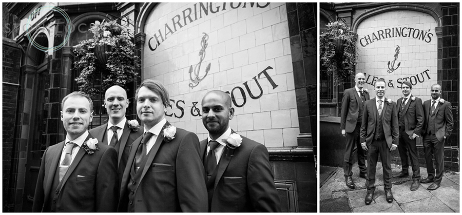 The groom and his groomsmen at the Prince Albert Pub in North London