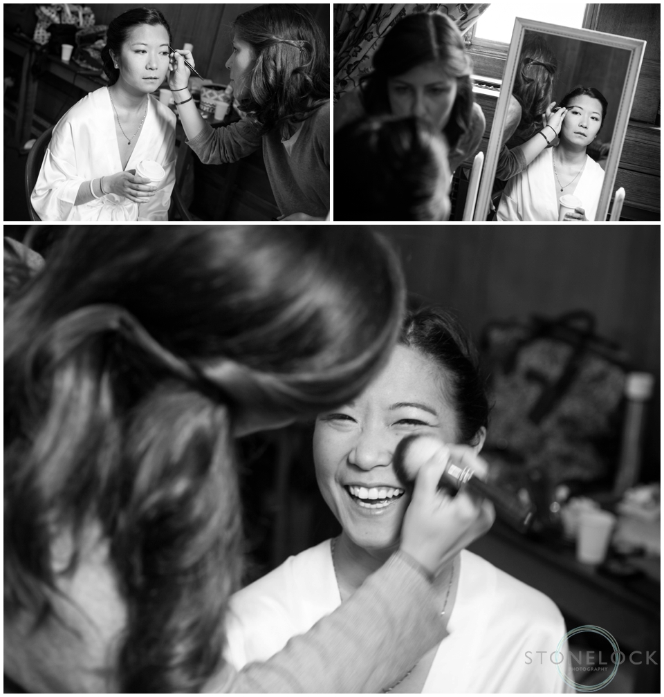 A bride having her make-up done