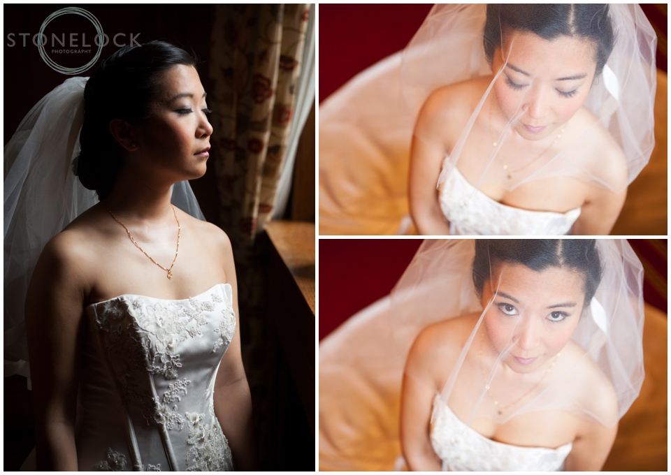 A bride taking a quiet moment before the wedding ceremony