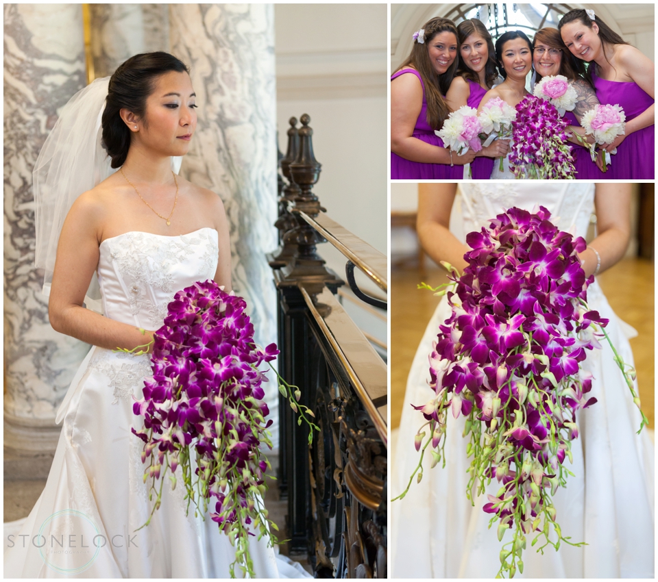 A bride and her bridesmaids at Methodist Central Hall Westminster, London
