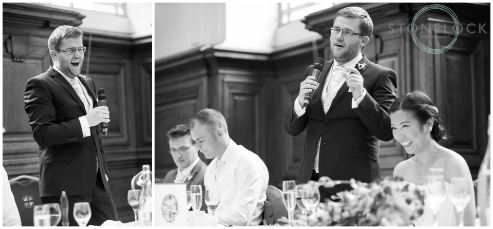 The groom's speech at the wedding reception at Methodist Central Hall Westminster