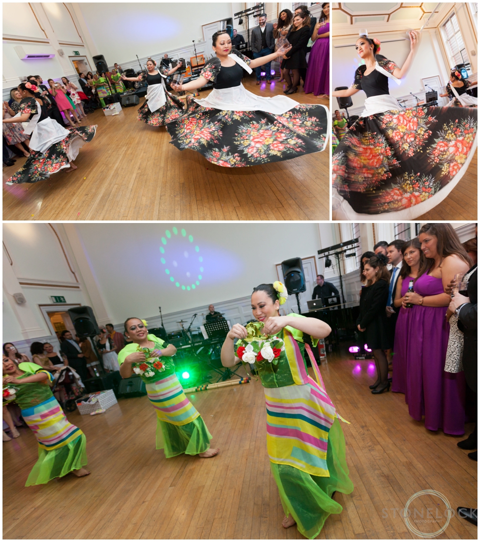 Traditional Filipino Wedding dancing by LK Dance Company at a wedding reception at St Bride's Foundation in Fleet Street, London