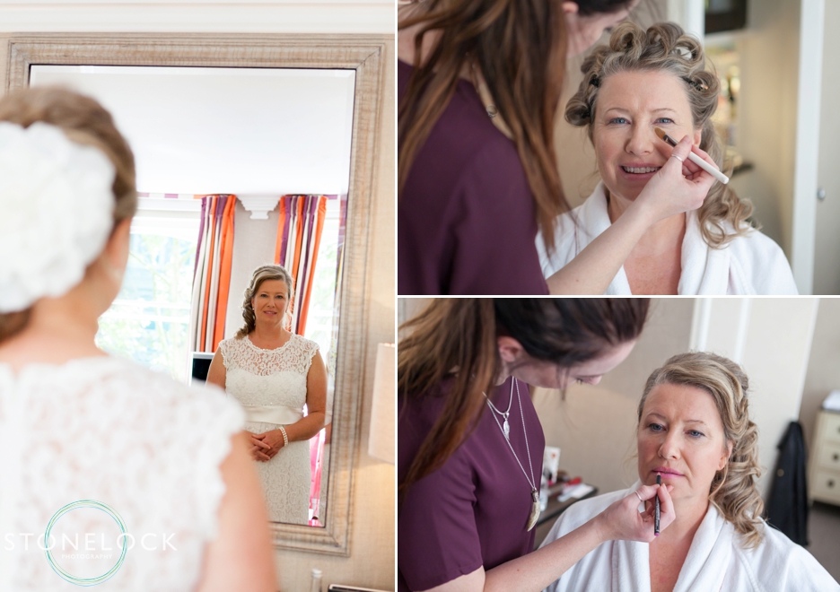 Bridal preparation, doing the make-up, at the Knightsbridge Hotel, London