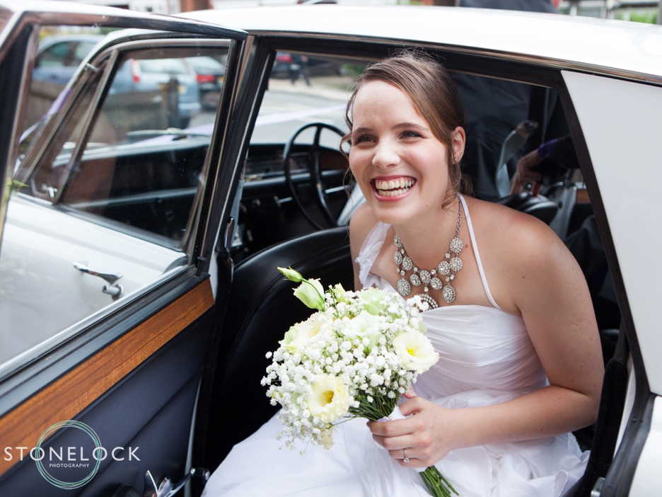A Guide to Your Wedding Day Timeline: A Bride leaves the wedding car