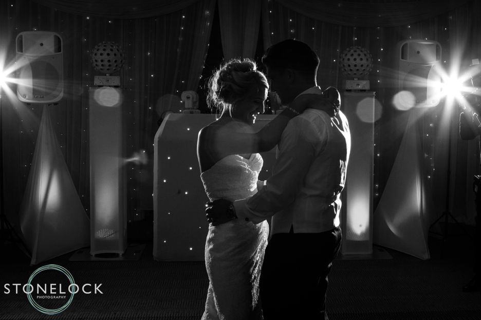 The first dance with the bride and groom at a wedding in Surrey, photography