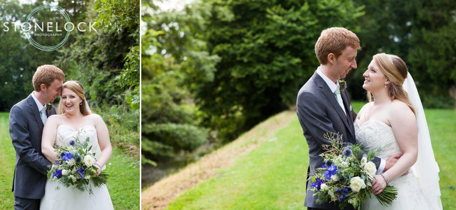 Bride and groom at Bassmead Manor Barns in Cambridgeshire for their wedding photography