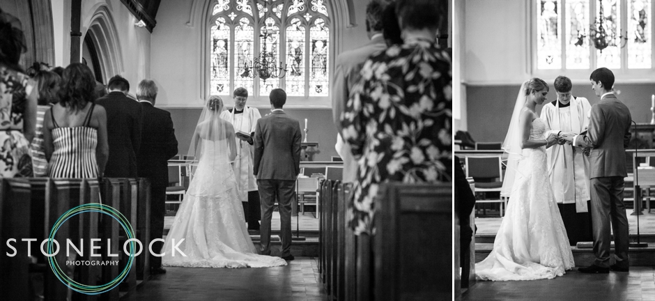 Wedding ceremony at St Mary the Virgin Church in Horsell Village, Surrey