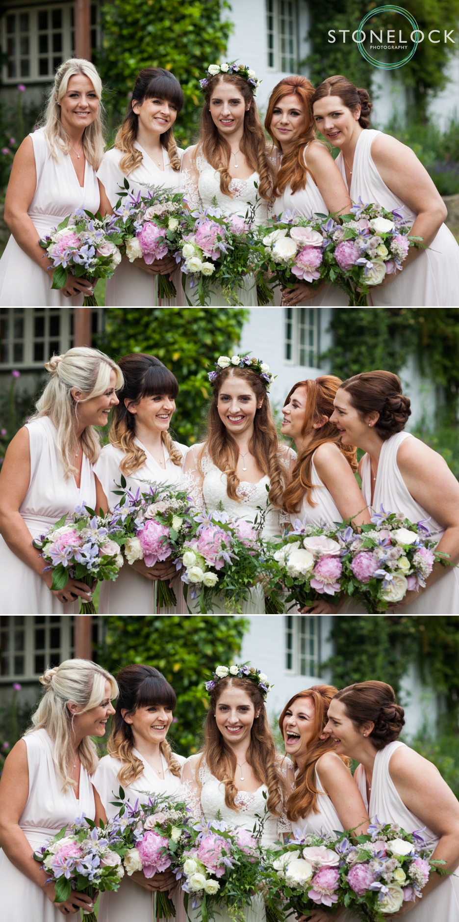 Wedding photography at Ridge Farm Studios, Dorking, Surrey. The bride & her bridesmaids.