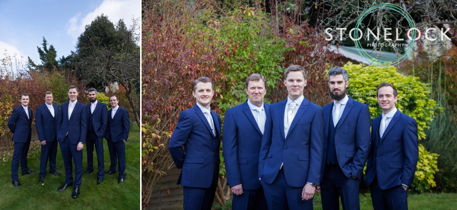Groom and groomsmen at Nonsuch Mansions, Cheam, Surrey. Wedding Photography.