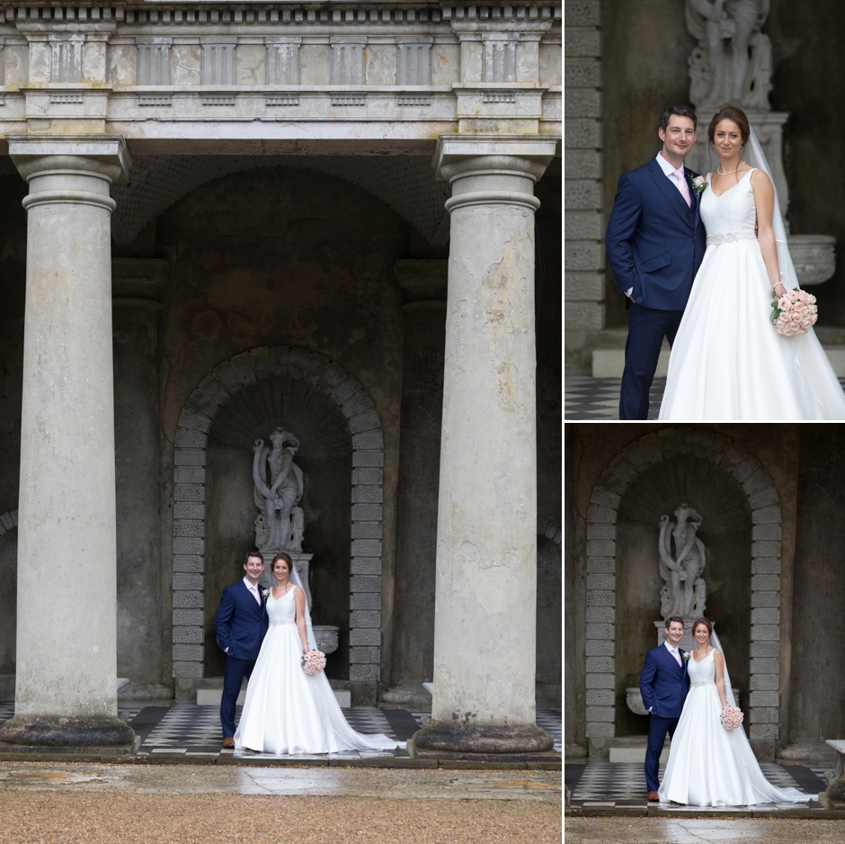 Wotton House wedding photography, bride & groom pose in the gardens